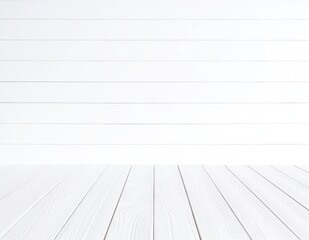 A bright, airy room featuring a pristine white wooden floor that gleams under soft natural light, complemented by a blank, empty wall awaiting decoration.