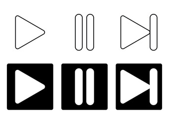 Audio UI Icon Set in Minimal Line and flat Style. Transparent Background. Vector Illustration.