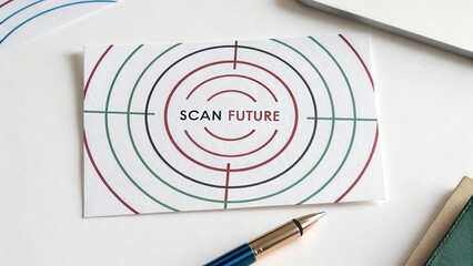 Card with Scan Future message and concentric circles