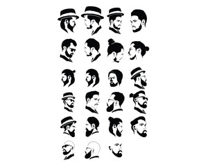 Obraz premium male face icon collection, flat icon black