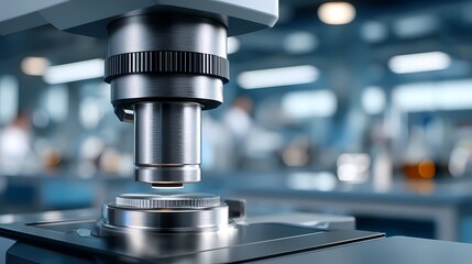 Close-up View of Microscope in Laboratory for Scientific Research