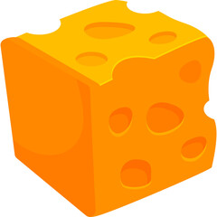 A Cheesy Cube With Holes And Jagged Edges Isolated On A Transparent Background