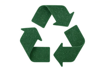 Obraz premium Green recycle symbol with a textured surface, illustrating concepts of sustainability, ecology, and eco-friendly waste management