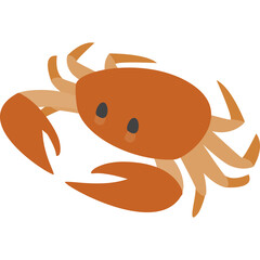 A Cute Cartoon Crab Character With Orange Shell Claws And Dark Eyes On A Transparent White Background