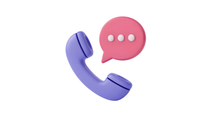 Receive a call with a message bubble in 3D, communication and connection icon