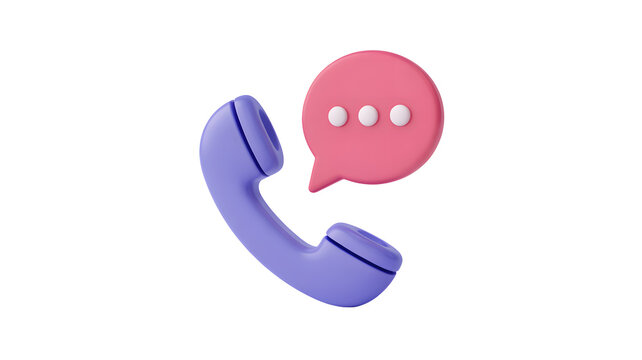 Receive a call with a message bubble in 3D, communication and connection icon