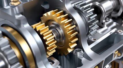 Close-Up View of Interlocking Gears in a Mechanical Assembly