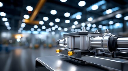 Close-Up of Industrial Equipment with Blurred Background in Factory