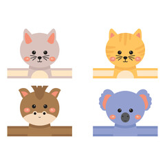 Cute animal birthday hat collection cartoon icon illustration