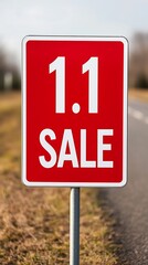 A red sale sign displays "1.1 SALE" beside a road, indicating a promotional offer for passersby.