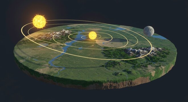 Conceptual model showing geocentric system with earth at the center of the universe