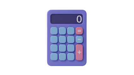 Modern calculator with digital display and colorful buttons for business