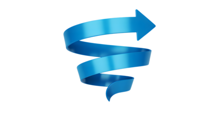 Dynamic blue arrow spirals upward indicating progress and success