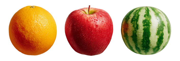 Fresh Fruits on Transparent Background with Vibrant Colors and Unique Shapes