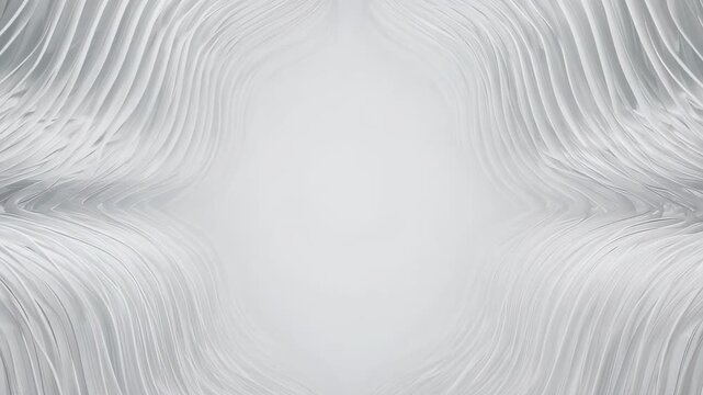 Abstract symmetrical white and gray background with elegant curved lines and a luminous central void