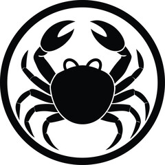 Round crab illustration with a clean border suitable for icons