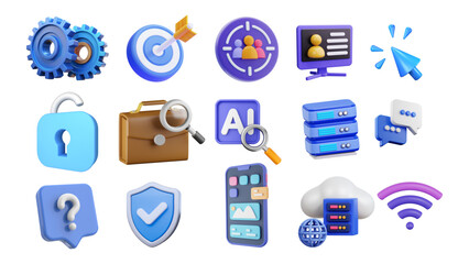 set of 3d  icons for web