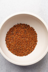 Overhead view of guinea corn, top view of Red guinea corn also known as sorghum