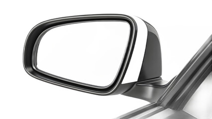Car Side View Mirror with a Blank White Screen for Advertising Mockup or Digital Display Design