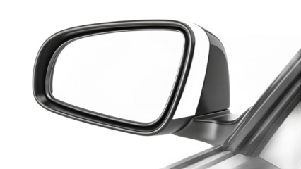 Car Side View Mirror with a Blank White Screen for Advertising Mockup or Digital Display Design
