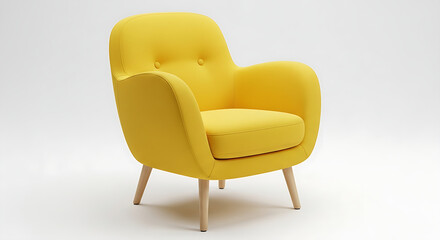 Fototapeta premium Minimalist image of a cheerful, sleek yellow armchair, perfect for an interior design accent piece.