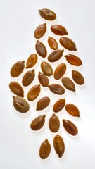 Pile of Brown Watermelon Seeds on White Background.