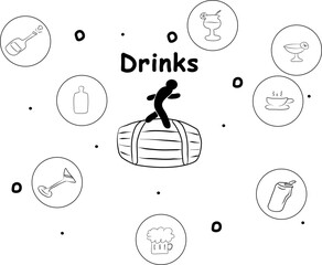 Infographics drink, modern vector illustration, infographic2025. Print design, business theme, new