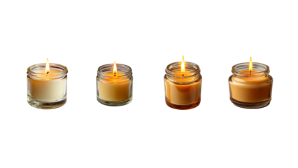 A single lit Scented Candle in a simple glass jar - 1