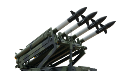 Powerful missile launcher ready for action in military defense forces