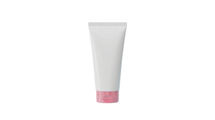 Mockup of skincare tube with pink cap for cosmetic beauty product
