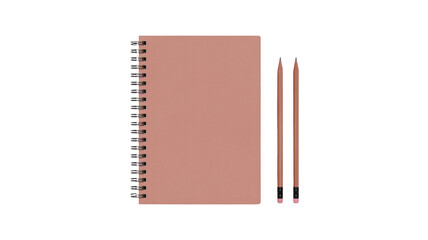 Stylish coral notebook and pencils for notes, journaling, and creativity