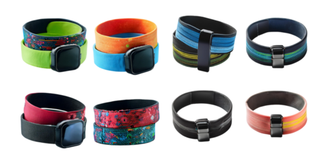 Colorful Fitness Bands for Active Lifestyle, set collection, mega bundle, isolated on transparent background