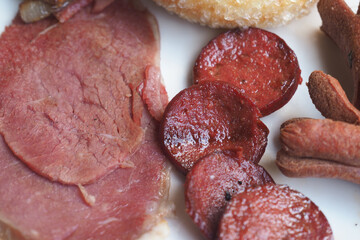 Delicious assortment of cured meats served on a plate