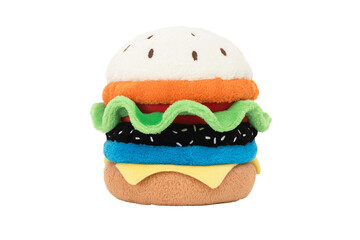 Colorful plush burger toy for kids promotes imaginative play and fun meal