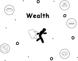 Infographics wealth, modern vector illustration, infographic2025. Print design, business theme,  concept