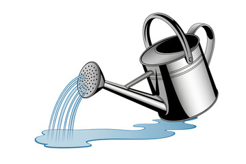 Watering can streams water, refreshing garden with essential hydration