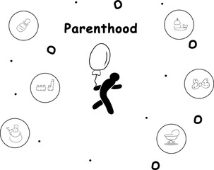 Infographics parenthood, modern vector illustration, infographic2025. Print design, business theme, concept