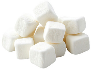 Heap of fluffy white marshmallows isolated on transparent background, a sweet and sugary confection often enjoyed in hot chocolate or roasted over a campfire