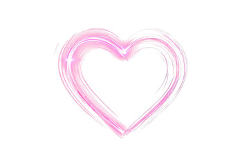 Abstract pink heart isolated on transparent background, a symbol of love and affection, created with brushstrokes and a shimmering, ethereal quality