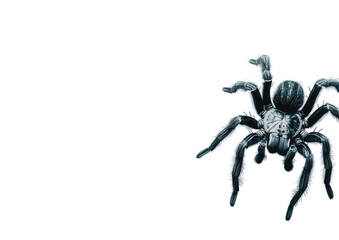 A tarantula isolated on transparent background, showcasing its hairy body and multiple legs in a detailed and slightly intimidating closeup view