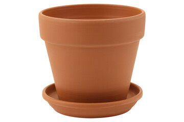 Terracotta pot with saucer, ready for planting spring flowers indoors