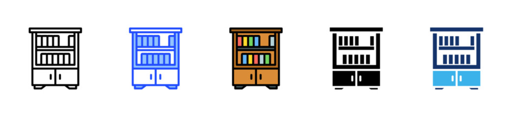 Bookshelf Icon Collection With Multiple Styles