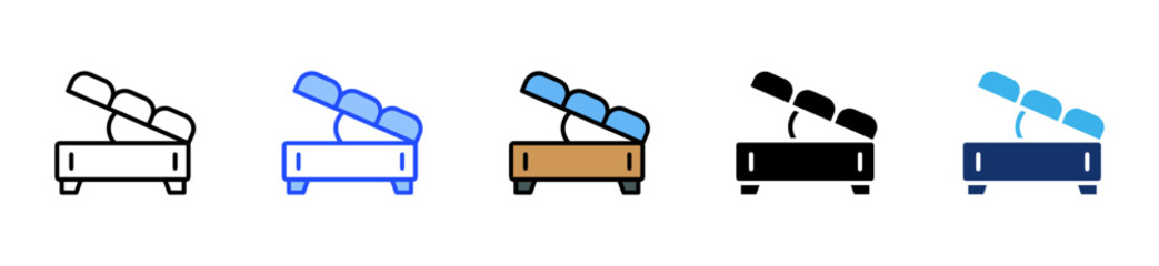 Storage Bench Icon Collection With Multiple Styles