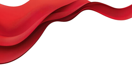 A flowing red fabric isolated on transparent background, creating a dynamic and elegant visual, suggesting movement, passion, and a sense of luxuriousness and sophistication
