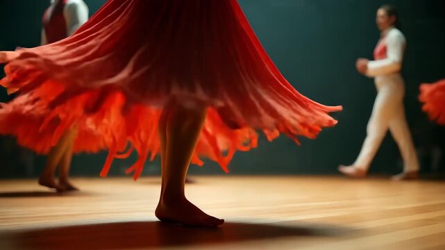 Close?up of Bon Odori dancer feet stomping on wooden stage tassels swirling motion cultural expression stock image in  Photo Stock  Concept  and empty space on the left side