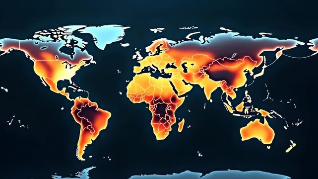Satellite imagery overlay visualizing global economic power distribution across regions with GDP heatmap and major financial center markers in  Photo Stock  Concept  and empty space on the left side