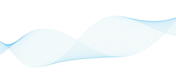 Abstract white and blue wave dynamic curve lines on white background. Energy technology concept modern backdrop design for business, presentation, banner.