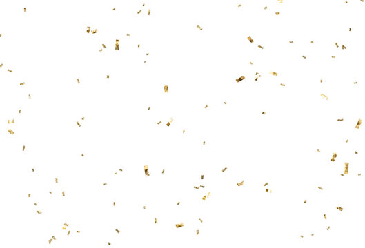 Shimmering gold confetti falling, perfect for celebrations, New Year's Eve, awards ceremonies, adding a touch of luxury, and festive occasions