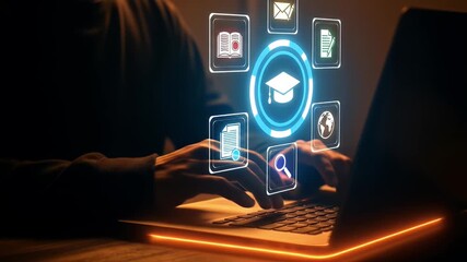 AI-powered teaching solutions concept. Intelligent tutoring systems and personalized learning. Motion graphics of tutoring idea. 4k video animation.