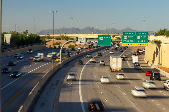 Light Traffic on Loop 101 Freeway in Phoenix, Arizona